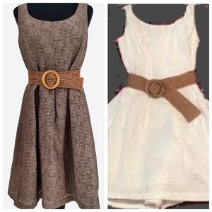 Nine West brown, A-line fit and flare dress/white dress with tags dress size 10